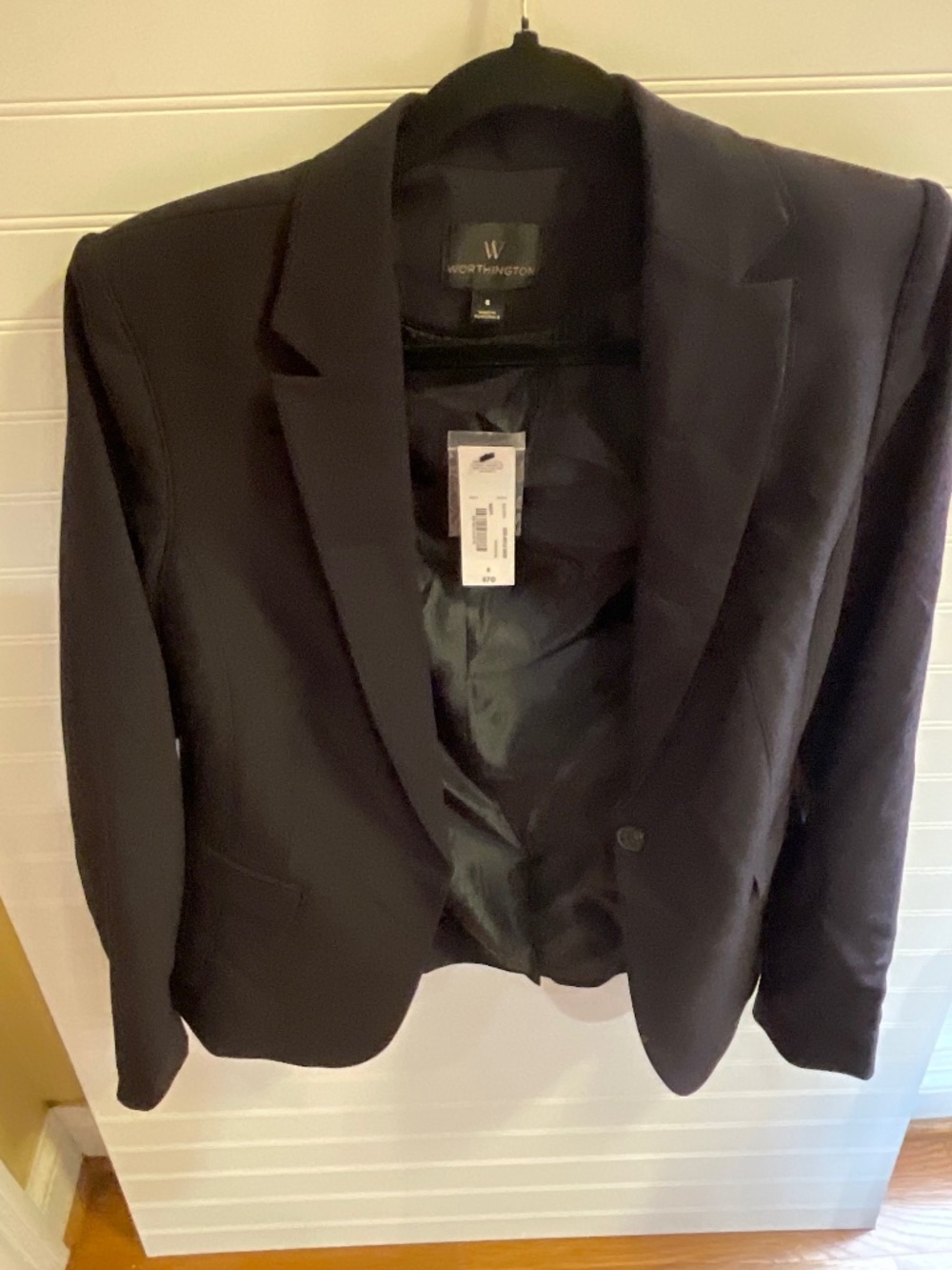 Worthington Navy Blue Tailored Single Button Blazer Jacket Size. 6. NWT